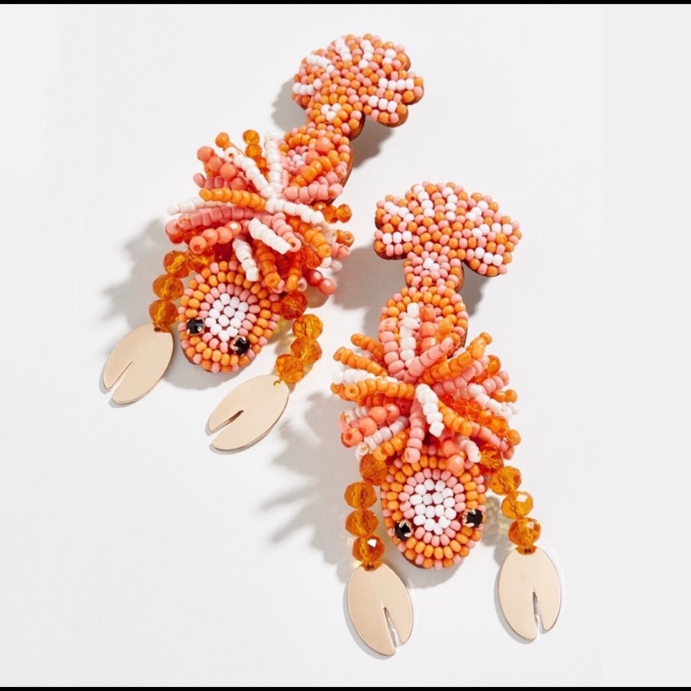 Beaded Lobster Drop Earrings
